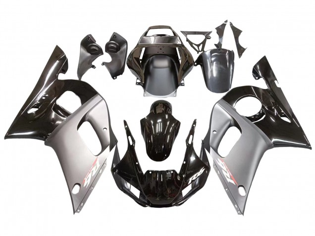 Carénages Moto Yamaha YZF 600 R6 1998-2002 - Argent Noir Brillant