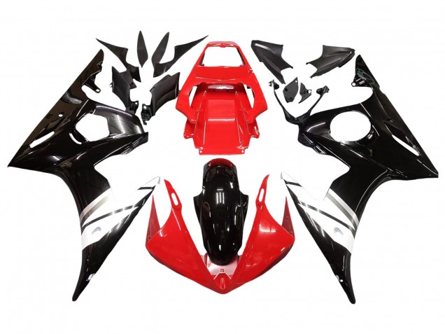Carénages Moto Yamaha YZF R6 2003-2004 - Rouge Blanc Noir Brillant