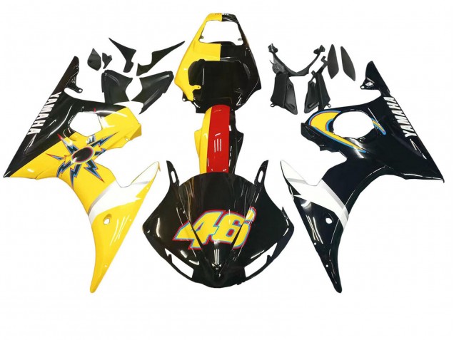 Carénages Moto Yamaha YZF R6S 2006-2009 - Jaune Rouge Noir Brillant 46
