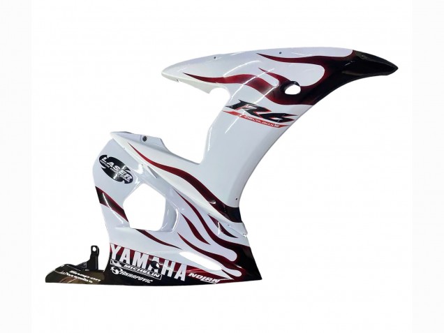 Carénages Moto Yamaha YZF R6S 2006-2009 - Blanc Dark Noir Flamme