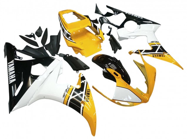 Carénages Moto Yamaha YZF R6S 2006-2009 - Jaune Blanc Noir Brillant