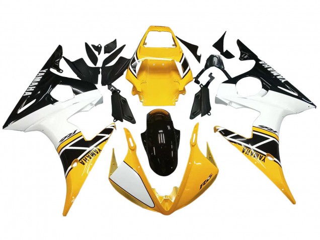 Carénages Moto Yamaha YZF R6S 2006-2009 - Jaune Blanc Noir Brillant