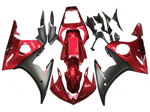 Kits Carénage Moto Yamaha YZF R6 2003-2004 - Rouge Noir Mat