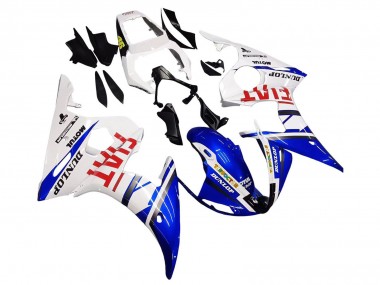 Carénages Moto Yamaha YZF 600 R6 2005 - Blanc Bleu Dunlop Fiat Motul