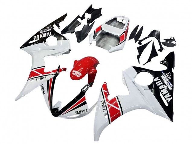 Carénages Moto Yamaha YZF 600 R6 2005 - Blanc Noir Rouge Motul