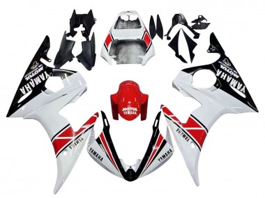 Carénages Moto Yamaha YZF 600 R6 2005 - Blanc Noir Rouge Motul