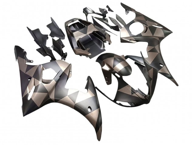 Carénages Moto Yamaha YZF 600 R6 2005 - Noir Mat Gris Geometric
