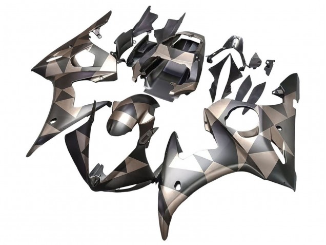 Carénages Moto Yamaha YZF 600 R6 2005 - Noir Mat Gris Geometric