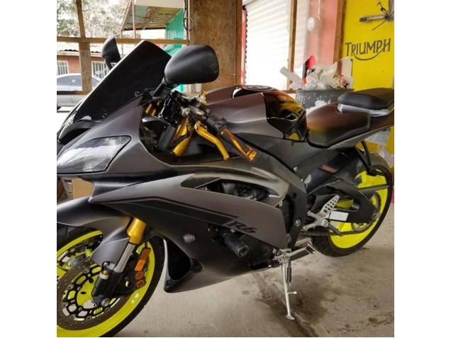 Carénages Moto Yamaha YZF 600 R6 2008-2016 - Gris Noir Mat Or Décalque