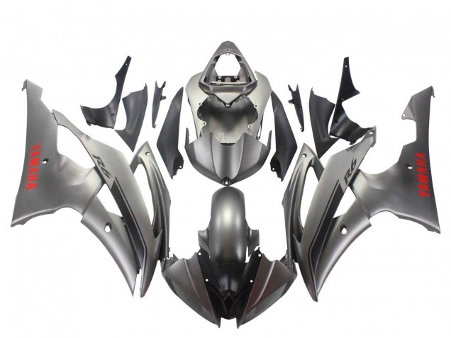 Carénages Moto Yamaha YZF 600 R6 2008-2016 - Gris Mat Rouge Décalque