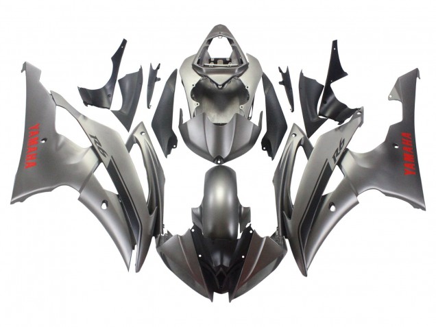 Carénages Moto Yamaha YZF 600 R6 2008-2016 - Gris Mat Rouge Décalque