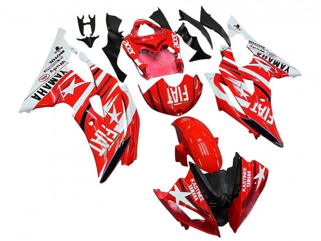 Carénages Moto Yamaha YZF 600 R6 2008-2016 - Blanc Rouge Noir Fiat Acer