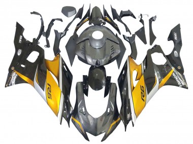 Carénages Moto Yamaha YZF 600 R6 2017-2023 - Or Noir Fibre de Carbone