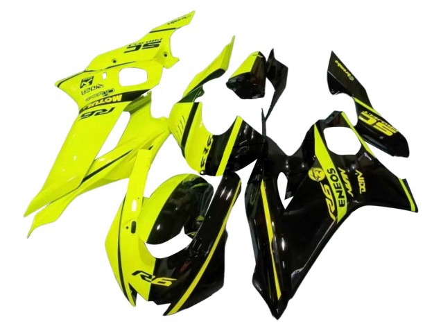 Carénages Moto Yamaha YZF 600 R6 2017-2023 - Jaune Néon Noir Brillant Diviser