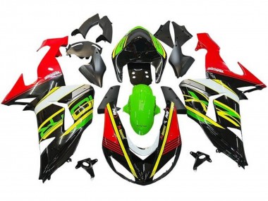 Carénages Moto Kawasaki ZX10R 2006-2007 - Rouge Vert Jaune Noir