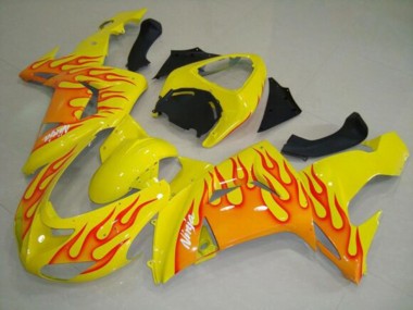 Carénages Moto Kawasaki ZX10R 2006-2007 - Jaune Orange Flamme