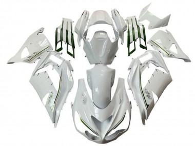 Carénages Moto Kawasaki ZX14R ZZR1400 2012-2024 - Blanc Vert Argent Bande