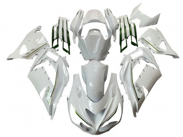 Carénages Moto Kawasaki ZX14R ZZR1400 2012-2024 - Blanc Vert Argent Bande