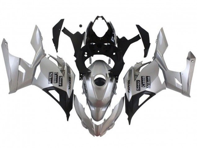 Carénages Moto Kawasaki Ninja 400 2018-2024 - Argent Noir Repsol