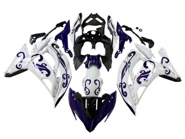 Carénages Moto Kawasaki Ninja 650 EX650 2017-2019 - Blanc Bleu Foncé Noir