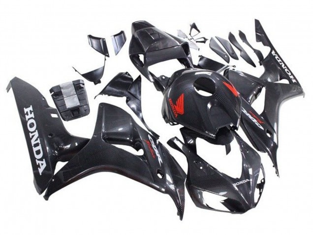 Carénages Moto Honda CBR1000RR 2006-2007 - Fausse Fibre de Carbone Rouge Blanc
