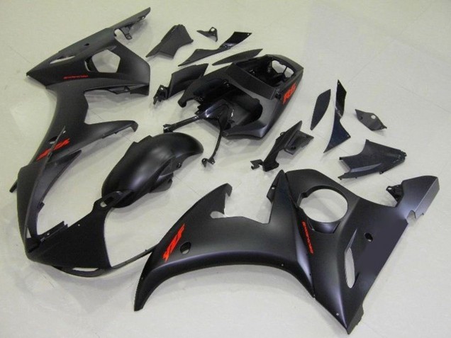 Carénages Moto Yamaha YZF R6 2003-2004 - Noir Mat Rouge Décalque