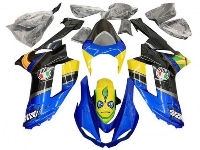 Carénages Moto Kawasaki ZX6R 2007-2008 - Bleu Noir Jaune Requin