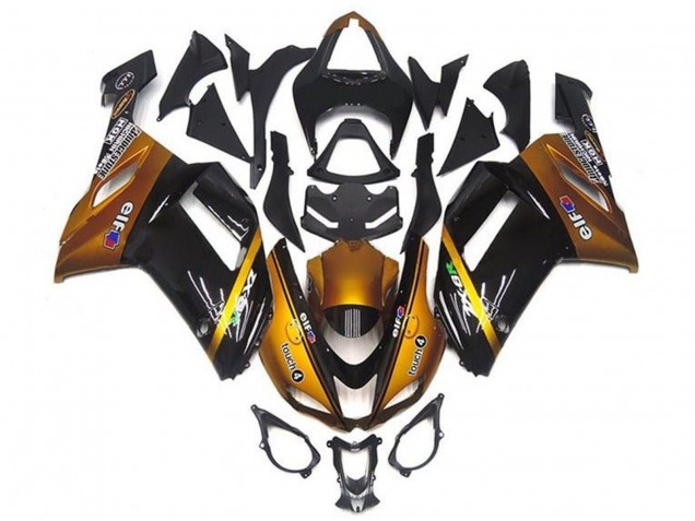 Carénages Moto Kawasaki ZX6R 2007-2008 - Or Noir Elf