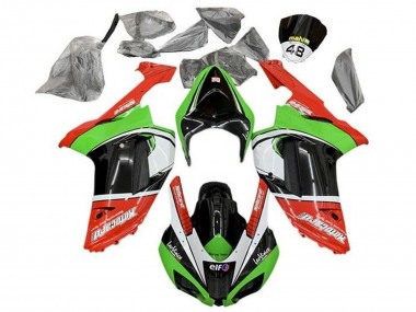 Carénages Moto Kawasaki ZX6R 2007-2008 - Rouge Vert Noir Blanc