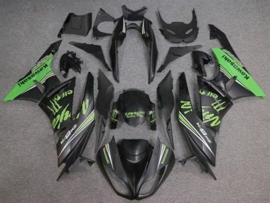 Carénages Moto Kawasaki ZX6R 2009-2012 - Noir Mat Vert Monstre