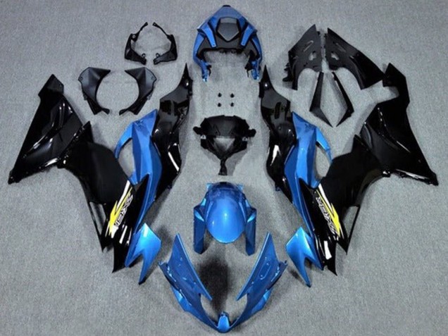 Carénages Moto Kawasaki ZX6R 2019-2022 - Bleu Noir Brillant Jaune