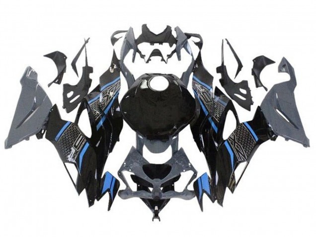 Carénages Moto Kawasaki ZX6R 2019-2022 - Gris Bleu Noir Rayon de Miel