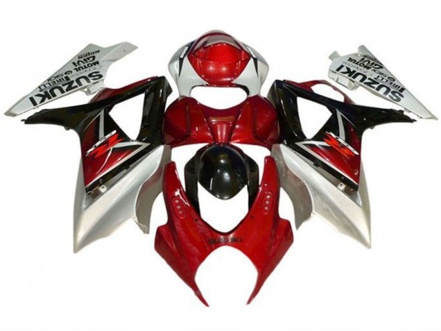 Carénages Moto Suzuki GSXR 1000 2007-2008 - Rouge Noir Argent