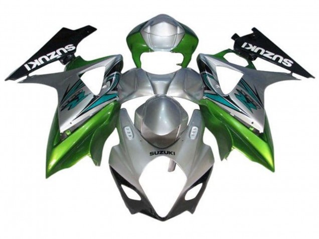 Carénages Moto Suzuki GSXR 1000 2007-2008 - Argent Vert Noir