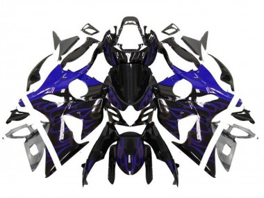 Carénages Moto Suzuki GSXR 1000 2009-2016 - Noir Brillant Bleu Flamme