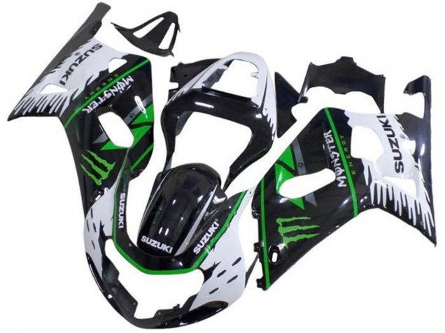 Carénages Moto Suzuki GSXR 600 / GSXR 750 2001-2003 - Blanc Noir Vert Monstre