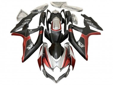 Carénages Moto Suzuki GSXR 600 / GSXR 750 2008-2010 - Argent Rouge Noir Mat