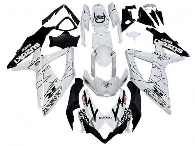 Carénages Moto Suzuki GSXR 600 / GSXR 750 2008-2010 - Blanc Noir Alstare Corona Extra Motul