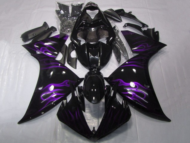 Carénages Moto Yamaha YZF 1000 R1 2009-2011 - Noir Brillant Violet Flamme