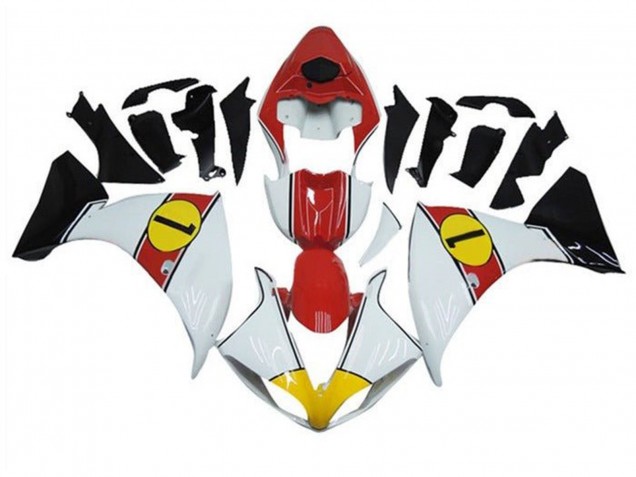 Carénages Moto Yamaha YZF 1000 R1 2009-2011 - Blanc Rouge Jaune Noir