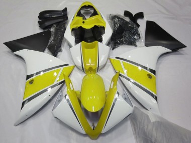 Carénages Moto Yamaha YZF 1000 R1 2009-2011 - Blanc Jaune Noir Mat