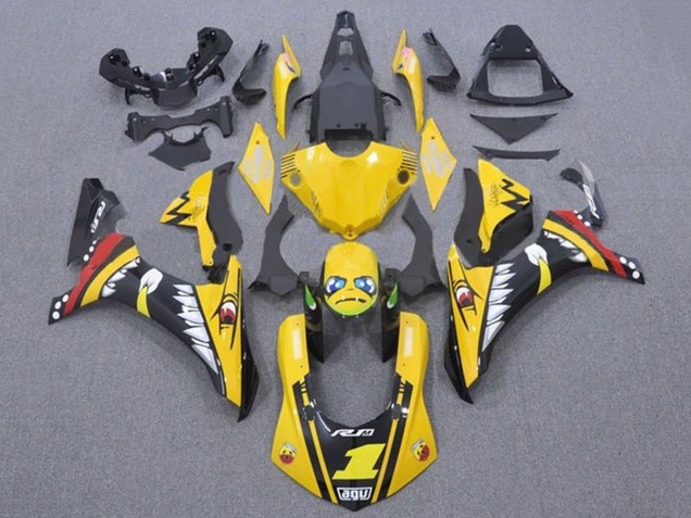 Carénages Moto Yamaha YZF 1000 R1 2015-2019 - Jaune Rouge Requin