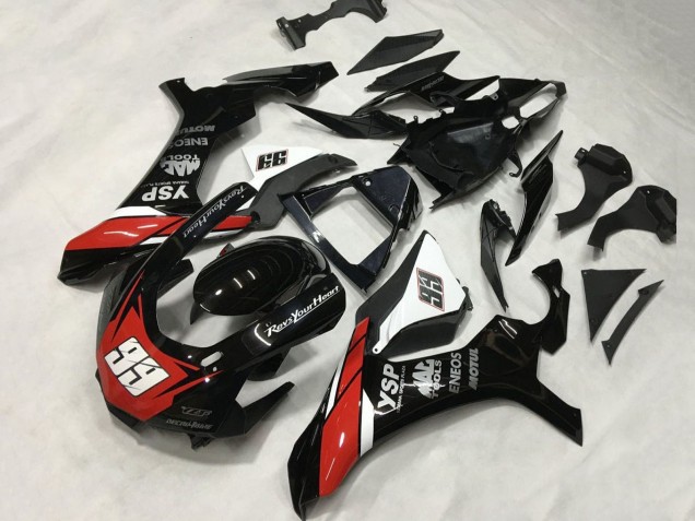 Carénages Moto Yamaha YZF 1000 R1 2015-2019 - Noir Brillant Blanc Rouge ENEOS Motul YSP 99