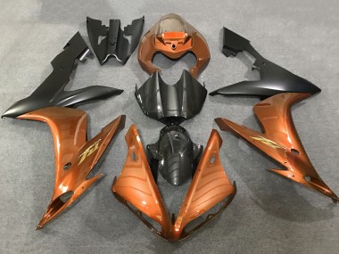 Carénages Moto Yamaha YZF 1000 R1 2004-2006 - Orange Fausse Fibre de Carbone Noir Mat
