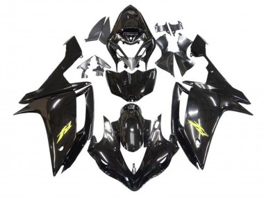 Carénages Moto Yamaha YZF 1000 R1 2007-2008 - Noir Brillant Or Décalque