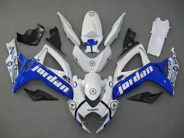 Carénages Moto Suzuki GSXR 600 / GSXR 750 2006-2007 - Blanc Bleu Jordan