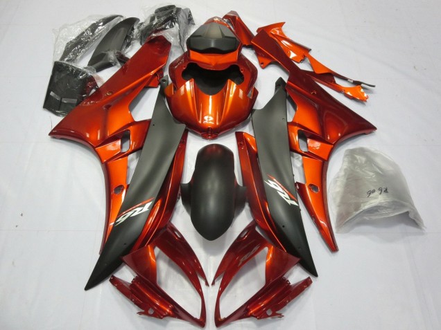 Carénages Moto Yamaha YZF R6 2006-2007 - Orange Noir Mat