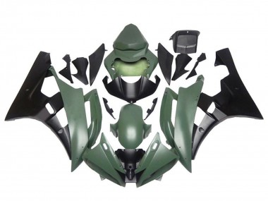 Carénages Moto Yamaha YZF R6 2006-2007 - Vert Armée Noir Mat
