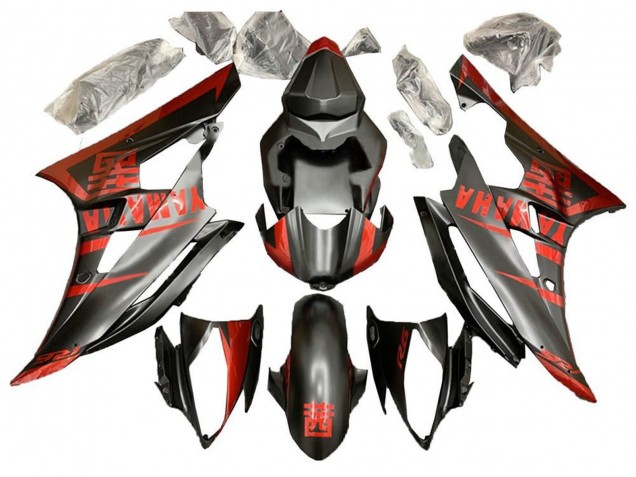 Carénage Moto Yamaha YZF R6 2006-2007 - Rouge Noir Mat