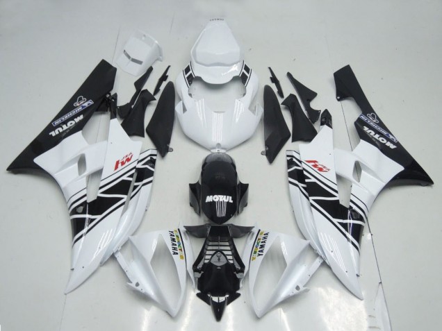 Carénages Moto Yamaha YZF R6 2006-2007 - Blanc Noir Brillant Motul Michelin
